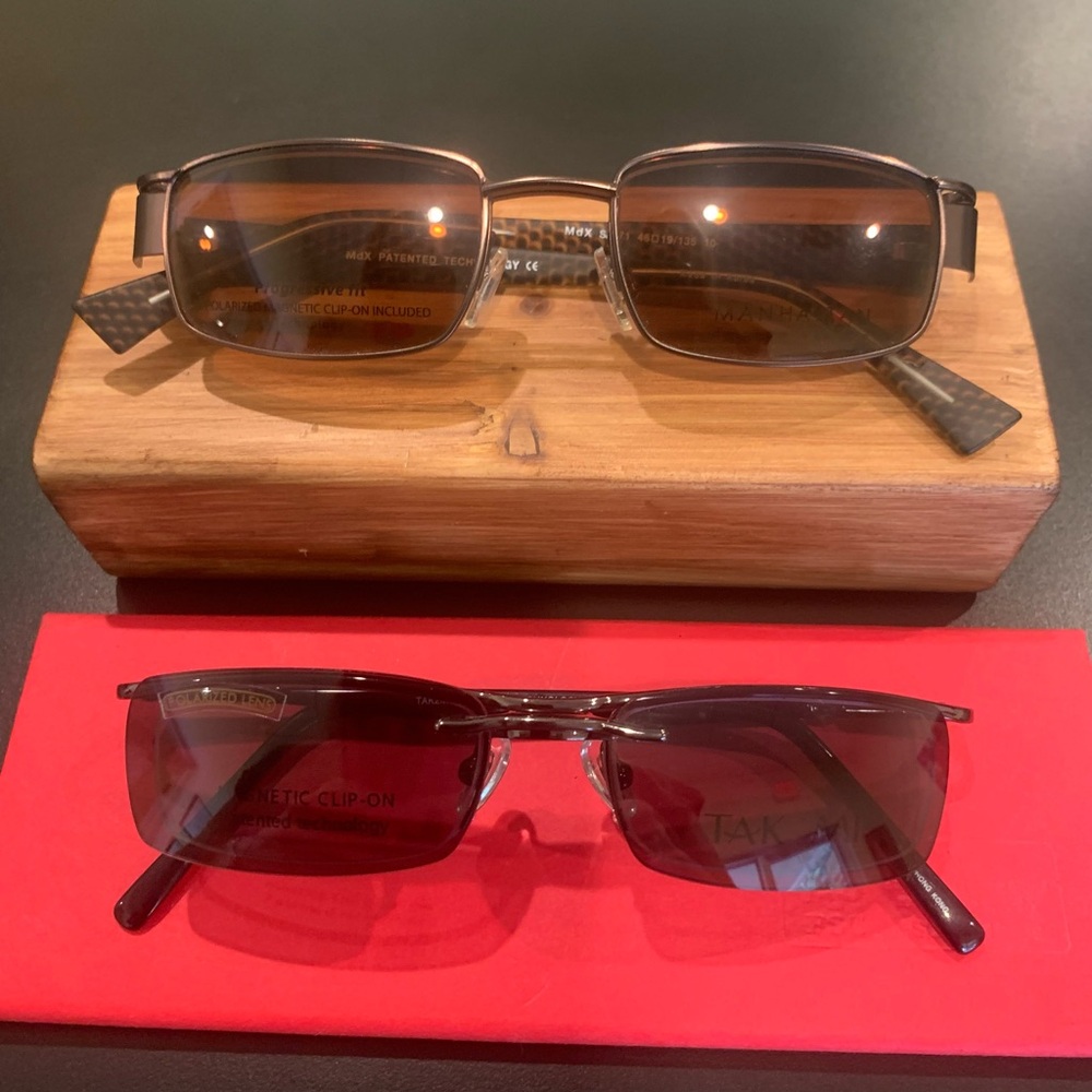 Vintage Takumi Two pairs with Magnetic Polarized Clip-On Sunglasses